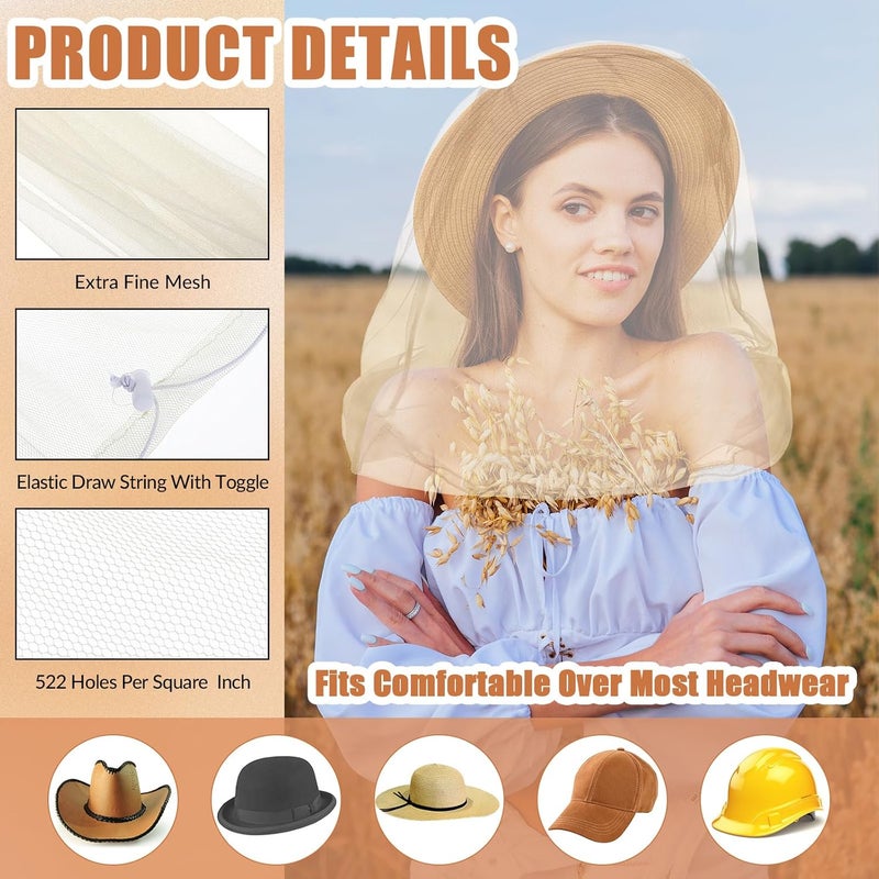 Hestya 6 Pack Mosquito Head Net Bug Head Net Insects Mesh Head Net for Outdoor Face Neck Head Protecting - Image 2