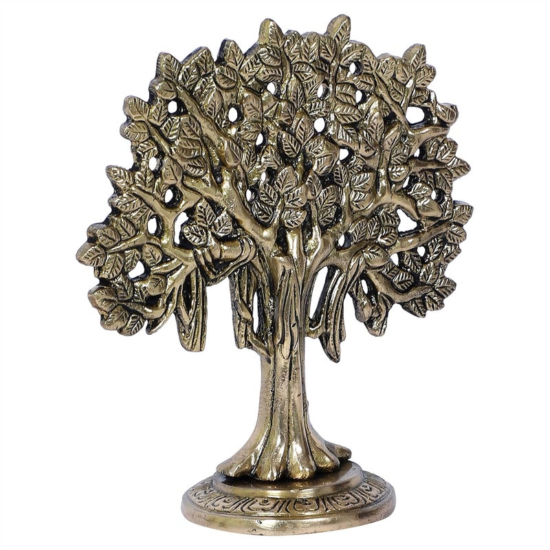 Two Moustaches 75 Inches Brass Kalpvriksh Tree Showpiece Tree for Home Decor Gifts for Housewarming Tree of Life Feng Shui Gifts Antique White Pack of 1 - Image 4