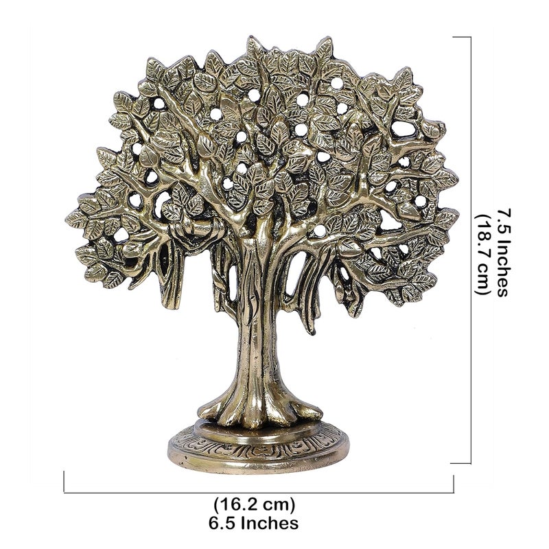 Two Moustaches 75 Inches Brass Kalpvriksh Tree Showpiece Tree for Home Decor Gifts for Housewarming Tree of Life Feng Shui Gifts Antique White Pack of 1 - Image 5
