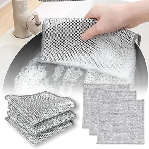 Natkam Steel Wire Dish Washing Cloth/Scrubs (Pack of 5), Non-Scratch Stainless Steel Scrubber for Utensils, Dishes, Sinks & Counters | Versatile Dishwashing Rags for Wet & Dry Use. - Image 2