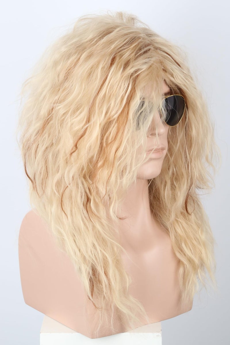 LeMarnia 80s Costume Wigs for Men Blonde Long Curly Mullet Wigs Heavy Metal Rocker Wig Halloween Party Funny Wig - Image 4