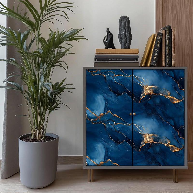 HOMETITUTE Navy Blue Marble Wallpaper Contact Paper 15.7"x39.4" Peel and Stick Wall Paper Abstract Gold Vein Wall Sticker Self Adhesive Vinyl for Cabinet Countertop Shelf Accent Wall Decor - Image 4