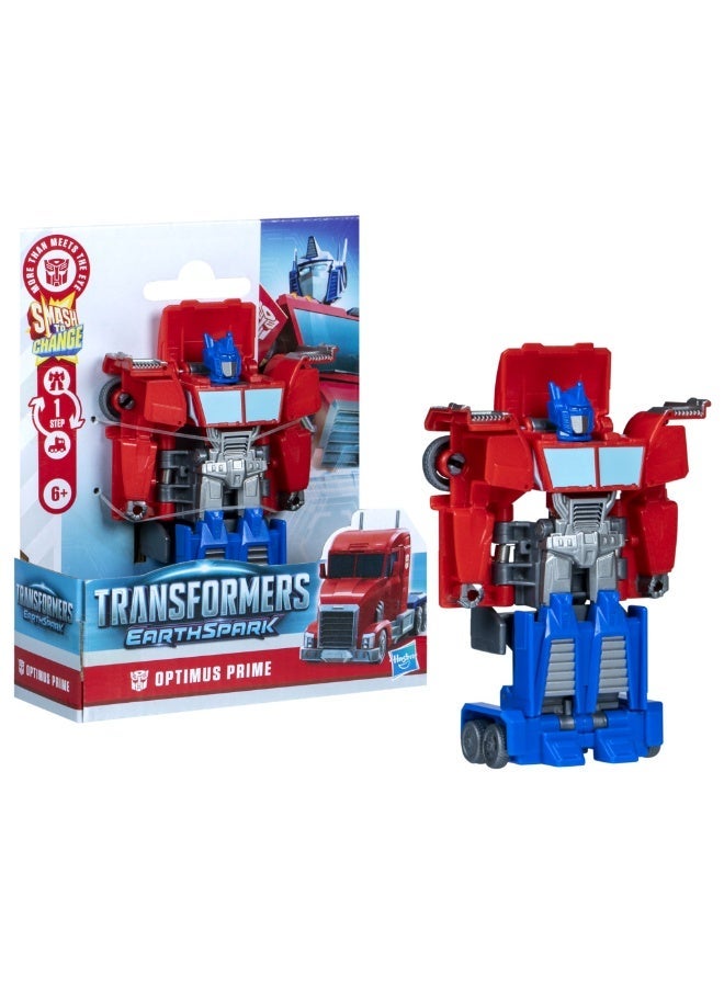 Transformers EarthSpark 1-Step Smash Changers Optimus Prime Action Figure - Image 1