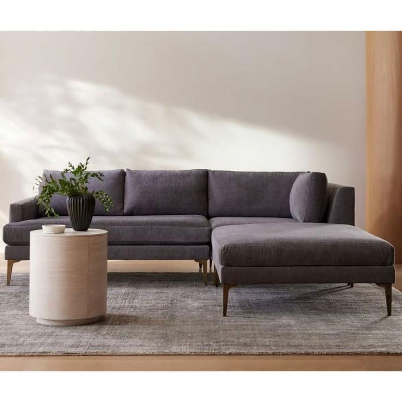 home house Suede wood and linen corner sofa - gray - Image 1