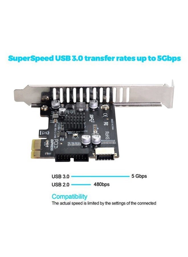 Cablecc 5Gbps Type-E USB 3.1 Front Panel Socket & USB 2.0 to PCI-E 1X Express Card VL805 Adapter for Motherboard - Image 2