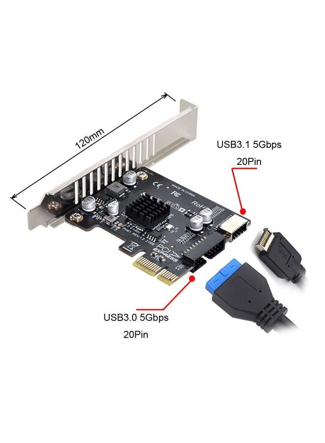 Cablecc 5Gbps Type-E USB 3.1 Front Panel Socket & USB 2.0 to PCI-E 1X Express Card VL805 Adapter for Motherboard - Image 4