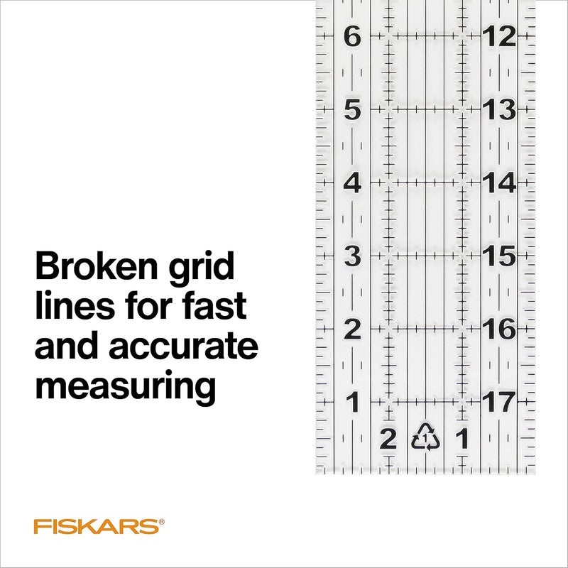 Fiskars Sewing Ruler 3 x 18 Acrylic Ruler with Gridlines Sewing and Quilting Supplies Arts and Craft Supplies Clear - Image 3