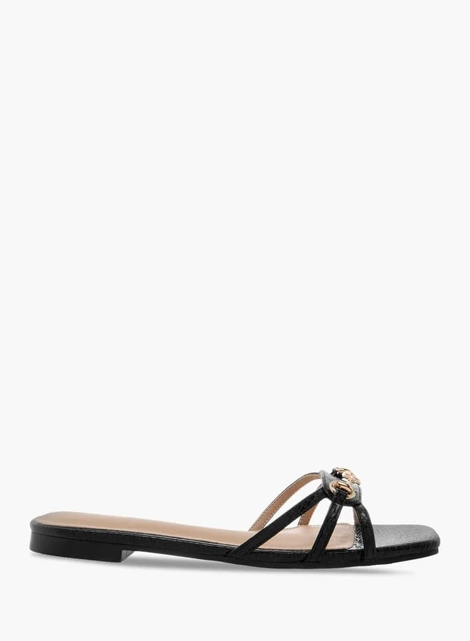 Flora Bella By Shoexpress Women Metal Accent Slip-On Flat Sandals