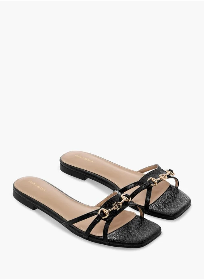 Flora Bella By Shoexpress Women Metal Accent Slip-On Flat Sandals