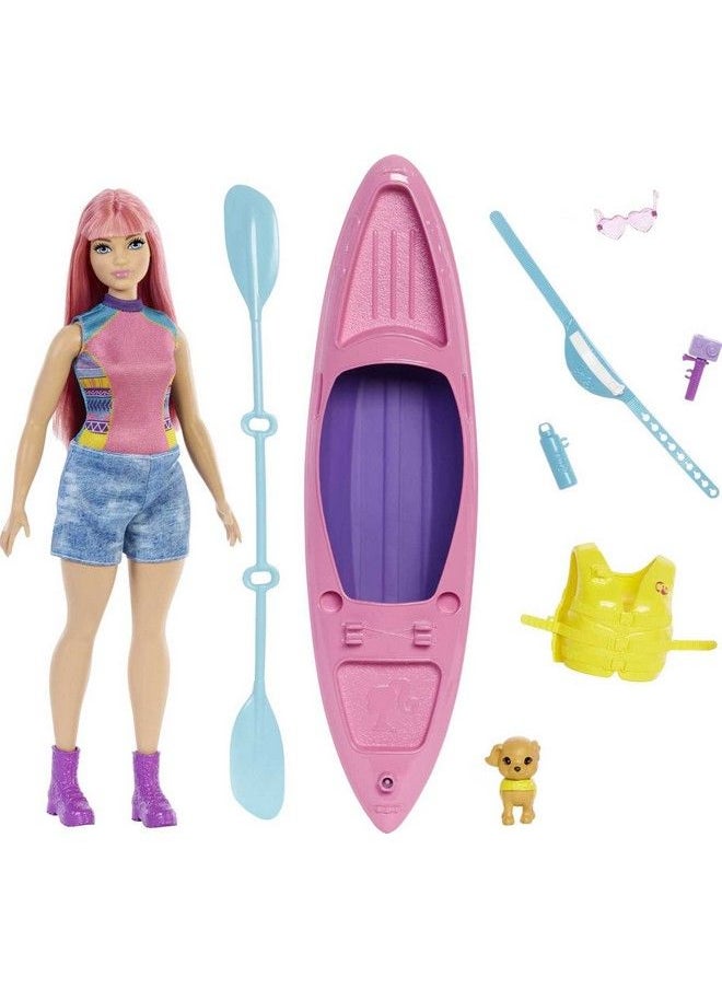 Barbie It Takes Two Camping Playset With Daisy Doll (Curvy With Pink Hair 11.5 In) Pet Puppy Kayak & Camping Accessories Gift For 3 To 7 Year Olds  - Image 2