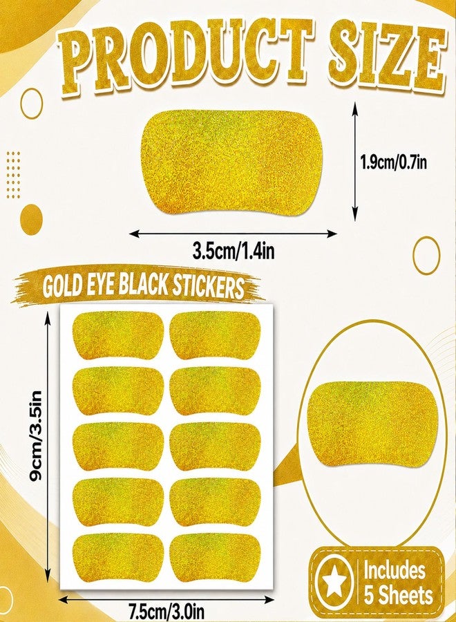Paminify Gold Hair Glitter Stick and Eye Black Stickers Kit, 50 Pcs Waterproof Under Eye Stickers for Football Baseball Softball Cheer, Gold Face Body Glitter, Gold Spirit Accessories - Image 3