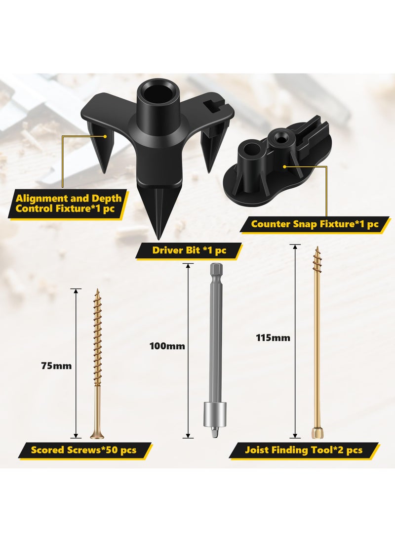 SOLARAE Floor Repair Kit, Squeak No More Kit Eliminates Floor Squeak Fit Most Carpet Hardwood Floors, 3233 Woodworking Project Kits Use for Fix Floors, Contains 5 Auxiliary Tools and 50 Screws - Image 2