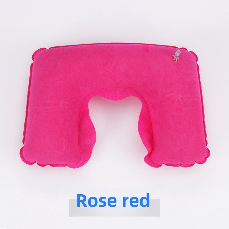 Travel Home Velour U-Shaped Neck Pillow Rose Red 