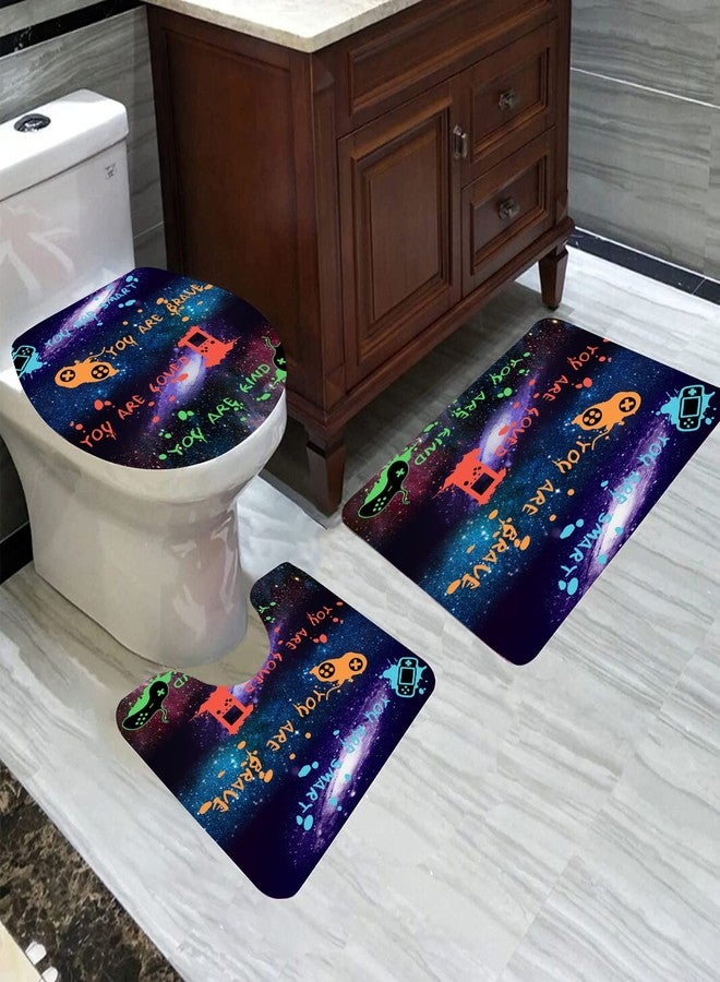 ALEXEX 4 PCS Gaming Shower Curtain Set,Gamer Gaming Bathroom Sets with Gamepad Bath Rugs Toilet Lid Cover,Starry Sky Blue Gaming Shower Curtain Home Decor Waterproof Washable with 12 Hooks，72x72 inch - Image 5