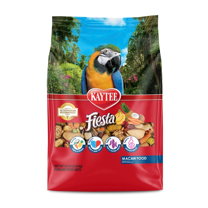Kaytee Fiesta Macaw Food, Nutritious and Fun Blend, Supports Skin, Feather, Digestion, Brain and Heart Health, 4.5 pounds - Image 1