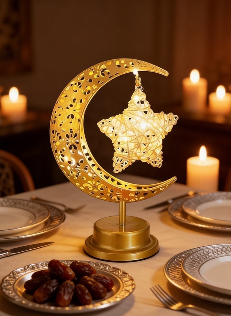 Ramadan Lights, Moon & Star  Table Lamp, Warm White Night Lights for Bedroom & Living Room Festive Home Decor - Image 4