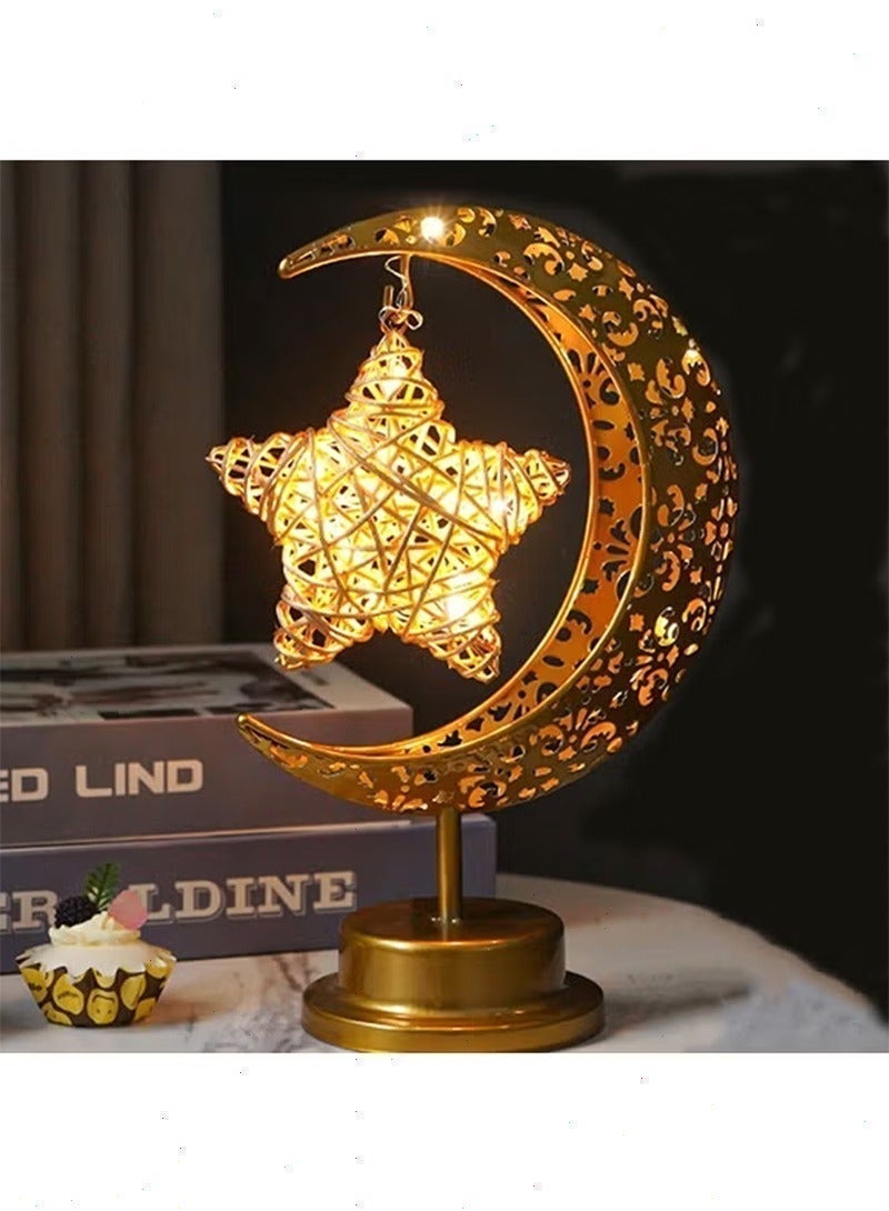 Ramadan Lights, Moon & Star  Table Lamp, Warm White Night Lights for Bedroom & Living Room Festive Home Decor - Image 2
