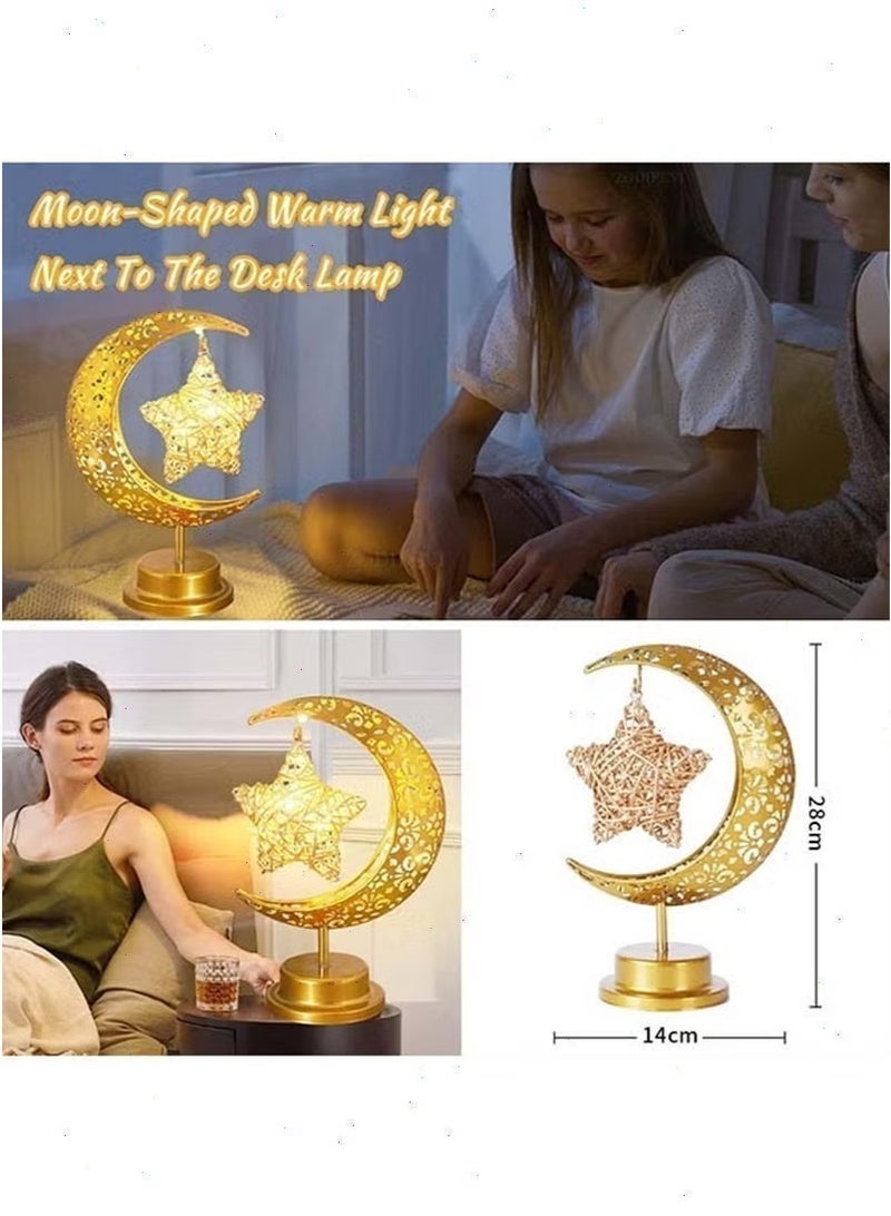 Ramadan Lights, Moon & Star  Table Lamp, Warm White Night Lights for Bedroom & Living Room Festive Home Decor - Image 5