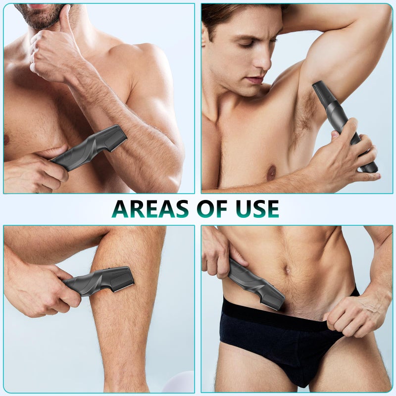 kensen مقص شعر الجسم كنسن للرجال، مقص شعر منطقة العانة والشعر العام للرجال، مقص جسم لاسلكي للاستخدام الرطب/الجاف، رأس تقليم على شكل V، مع ملحقين للفرشاة - Image 3