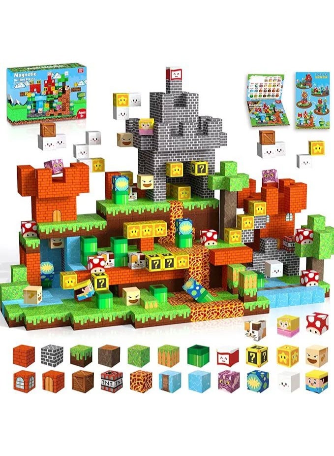 Magnetic Blocks – Build Mine Magnet World & Creative Magnet Cubes Construction Set, STEM Sensory Toys for Kids, Boys & Girls Ages 3-10, Classroom & Birthday Gifts