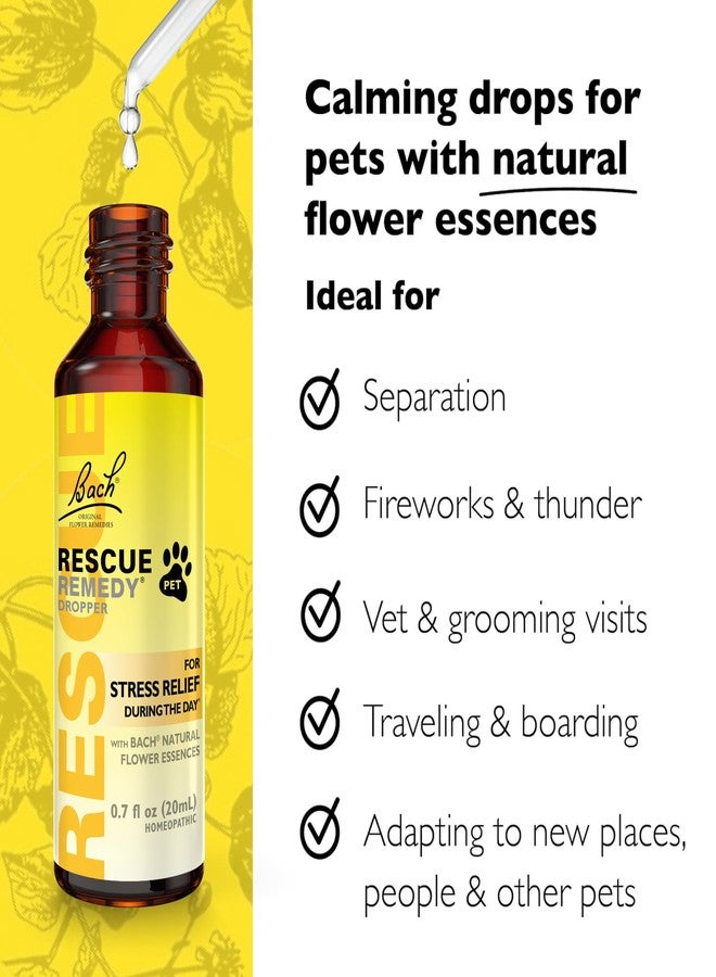 Bach Rescue Remedy PET Dropper 20mL, Natural Stress Relief, Calming for Dogs, Cats, & Other Pets, Homeopathic Flower Essence, Thunder, Fireworks & Travel, Separation, Sedative-Free - Image 2