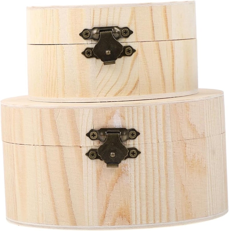 2pcs Round Wooden Storage Boxes Outdoor Organization and Storage Small Parts Organizer Treasure Box Toy Accessories - Image 1
