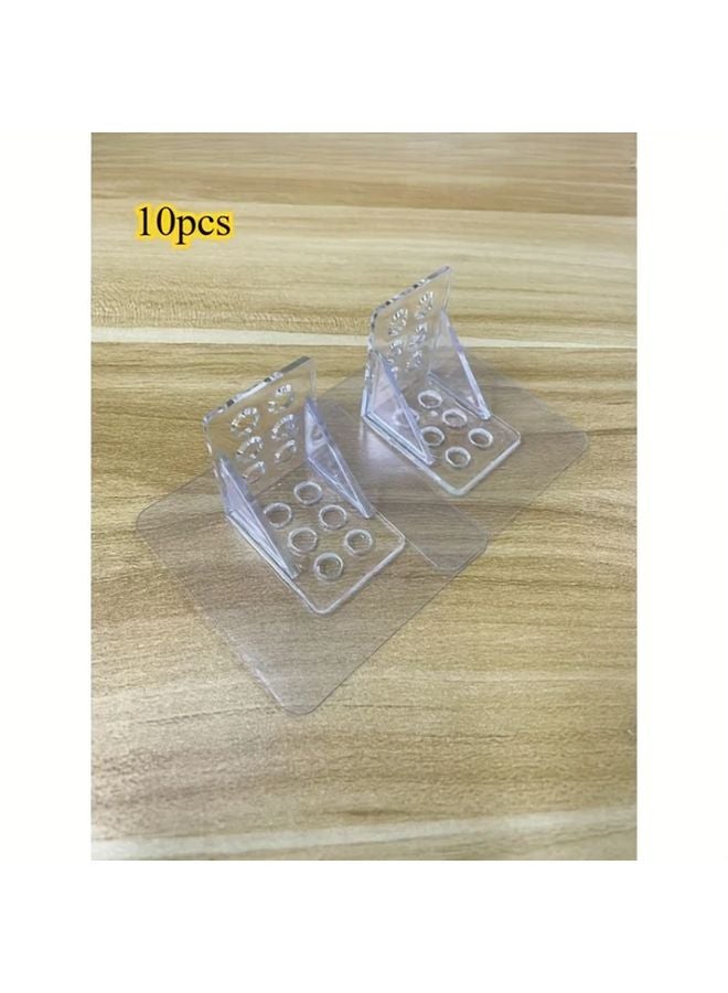 10pcs Heavy Duty Self Adhesive Shelf Support Pegs No Drill Strong Partition Brackets - Image 1