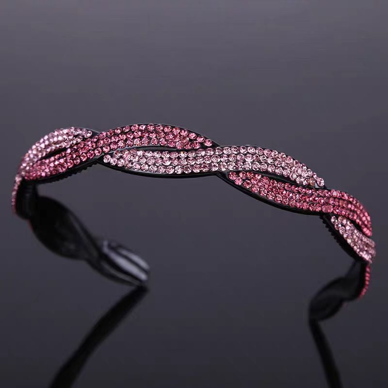 Generic Elegant Full-Diamond Fashion Wide Headband shades of pink