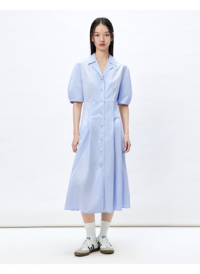Waxbird Shirt Dress Women Spring Autumn Bubble Sleeves Mid-length Sleeves Lapel Waist-tie Elegant Mid-length French Style - Image 1