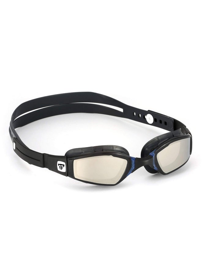 phelps Ninja Competitive Swim Goggles Silver Mirror Lens, Gray & Navy Frame Race Fit Strap System, Curved Lens Technology, Antifog, Uv Protection The Every Time, Adjustable  - Image 2