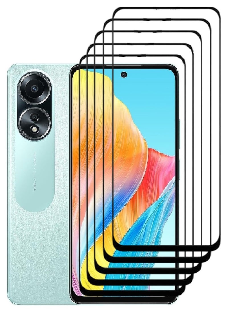 AINA 5 Pieces Tempered Glass Screen Protector 5D Designed For Oppo A58 4G Full Glue Edge to Edge Full Screen Coverage And Bubble Free - Image 1