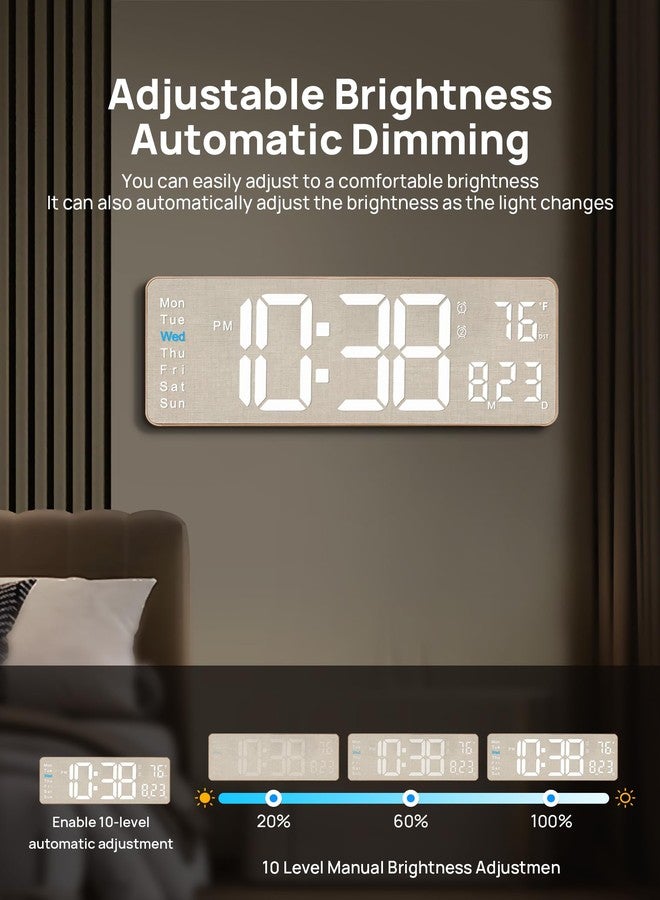 MASHI 2026 Upgrade Digital Wall Clock, 16" Large Display Digital Clock with Remote Control, Auto-Dimming Wall Clock with Night Light, DST, Date Week,Temp for Living Room, Gift for Elderly (Beige) - Image 4