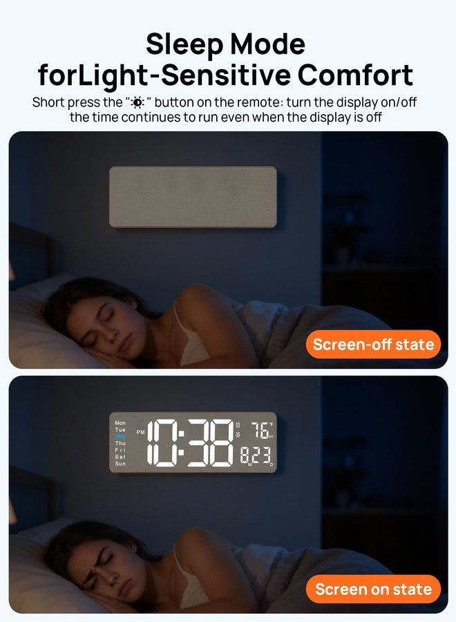 MASHI 2026 Upgrade Digital Wall Clock, 16" Large Display Digital Clock with Remote Control, Auto-Dimming Wall Clock with Night Light, DST, Date Week,Temp for Living Room, Gift for Elderly (Beige) - Image 5