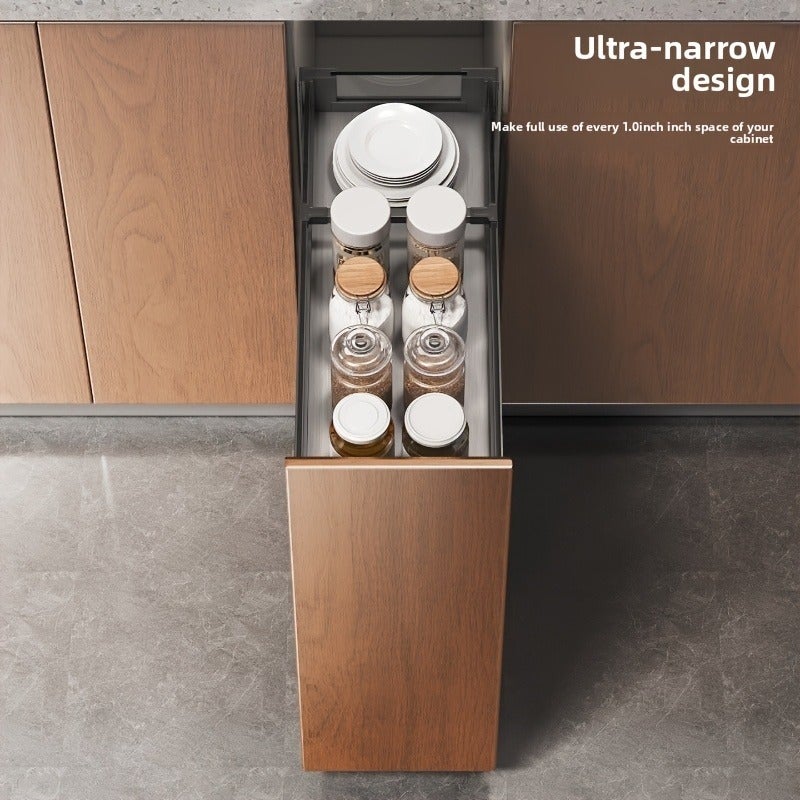 3-Tier Kitchen Cabinet Pull-Out Shelf Organizer, Under-Sink Sliding Storage Rack with Smooth Glide Rails, Narrow Spice Rack for Pantry Cabinet, Metal Frame & Acrylic Shelves, Space-Saving Organizer for Seasoning, Condiments & Kitchen Supplies - Image 3