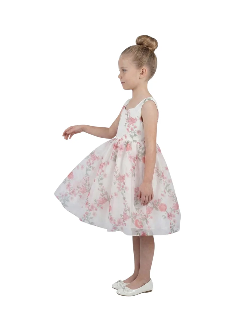 Bidani Floral Print Girls' Organza Party Dress