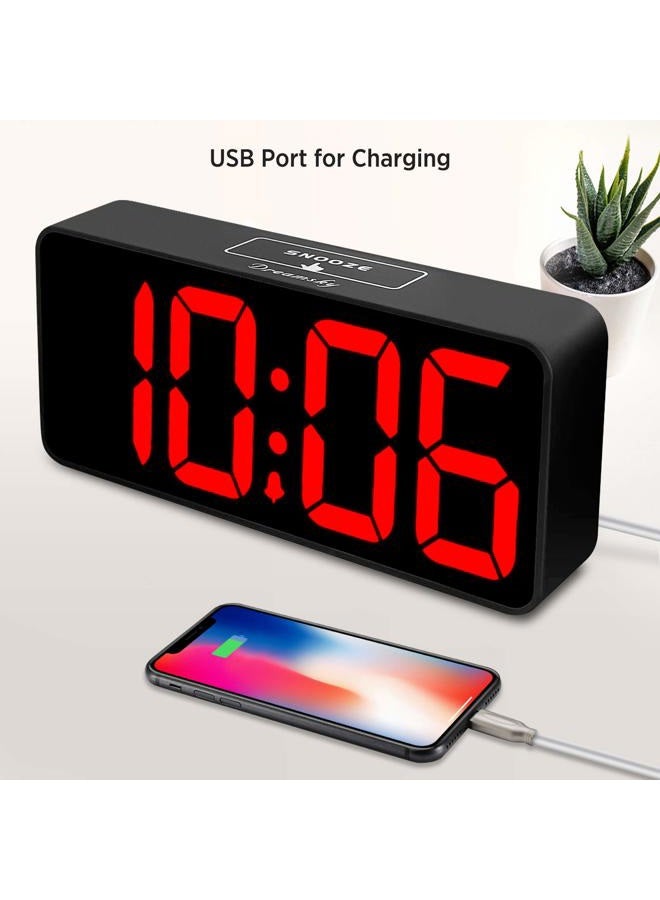 DreamSky Large Digital Alarm Clock Big Numbers for Seniors & Visually Impaired, 9 Inches Electric Clocks for Bedroom, Jumbo Display Fully Dimmable Brightness, USB Ports, Adjustable Alarm Volume - Image 4