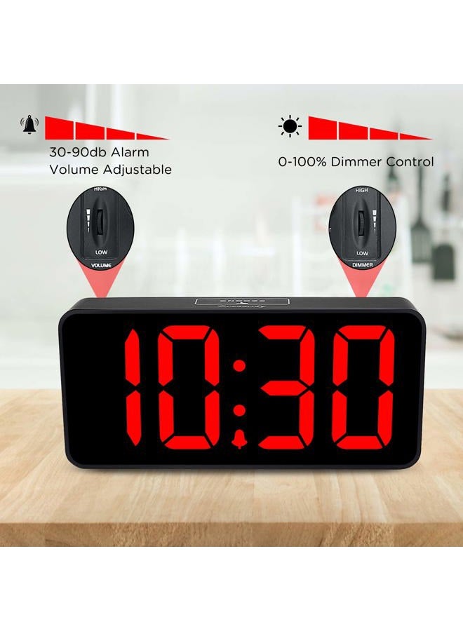 DreamSky Large Digital Alarm Clock Big Numbers for Seniors & Visually Impaired, 9 Inches Electric Clocks for Bedroom, Jumbo Display Fully Dimmable Brightness, USB Ports, Adjustable Alarm Volume - Image 5