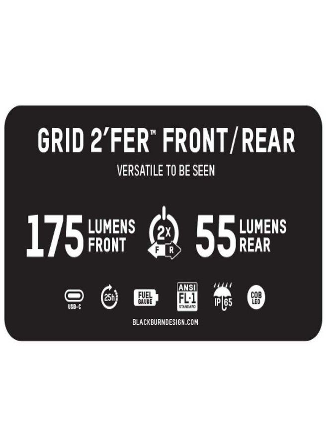 Blackburn Grid 2'Fer Front Or Rear Light (175 Lumens Front, 55 Lumens Rear) - Image 2