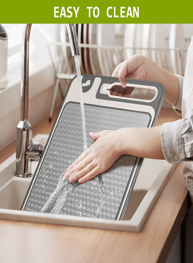 NTIERA 3-in-1 Stainless Steel Cutting Board for Kitchen, Double Sided,Non Toxic Cutting Board,Scratch-Resistant Mesh Design with Juice Groove,Easy Clean,Wheat Straw PP Large Chopping Board (15''*10'') - Image 5