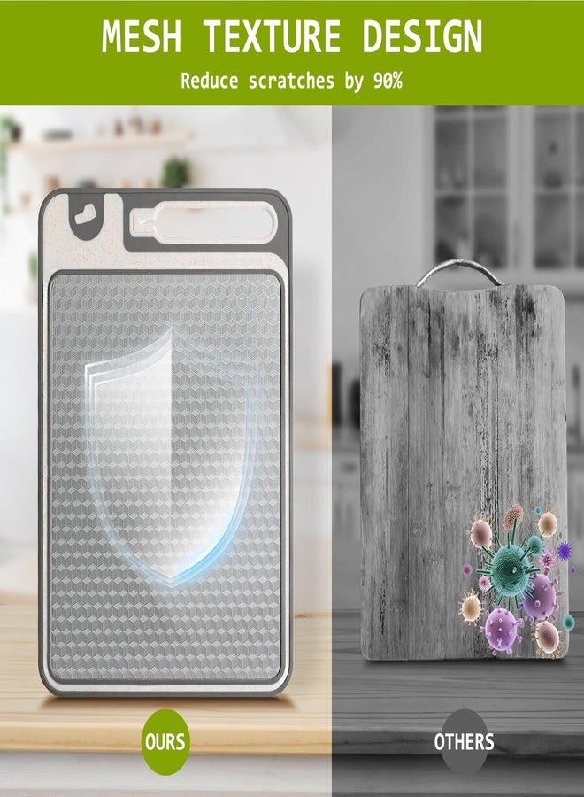 NTIERA 3-in-1 Stainless Steel Cutting Board for Kitchen, Double Sided,Non Toxic Cutting Board,Scratch-Resistant Mesh Design with Juice Groove,Easy Clean,Wheat Straw PP Large Chopping Board (15''*10'') - Image 3