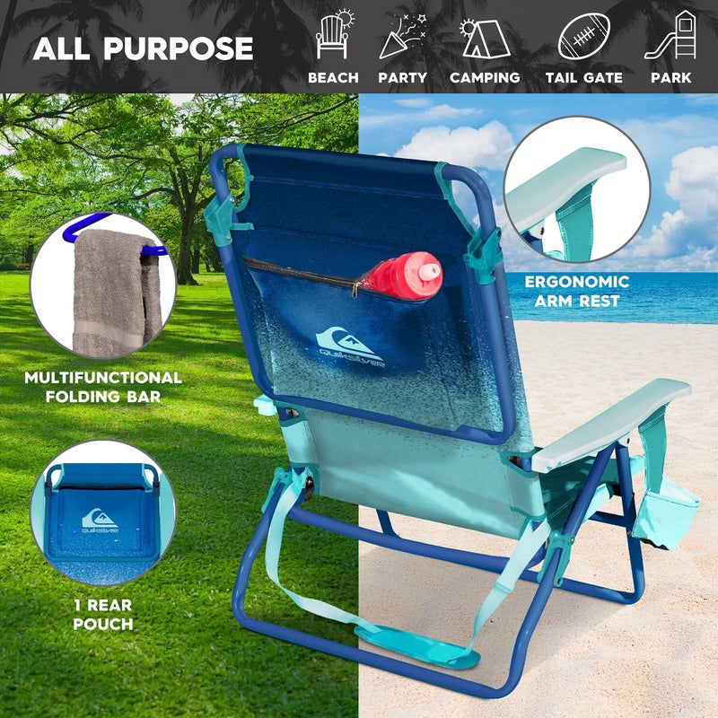 Quiksilver 2-Pack Beach Chair Bundle â€“ Lightweight Folding Chairs with Adjustable Recline, Cup Holders, and Carry Bags â€“ Portable and Durable Chairs for Beach, Camping, or Outdoor Events - Image 3