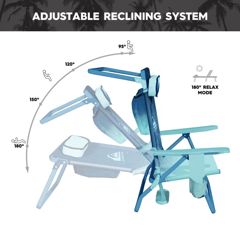 Quiksilver 2-Pack Beach Chair Bundle â€“ Lightweight Folding Chairs with Adjustable Recline, Cup Holders, and Carry Bags â€“ Portable and Durable Chairs for Beach, Camping, or Outdoor Events - Image 2