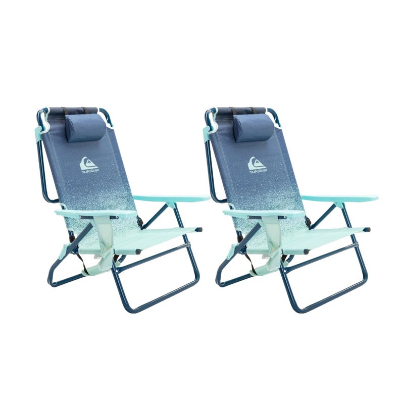 Quiksilver 2-Pack Beach Chair Bundle â€“ Lightweight Folding Chairs with Adjustable Recline, Cup Holders, and Carry Bags â€“ Portable and Durable Chairs for Beach, Camping, or Outdoor Events - Image 1