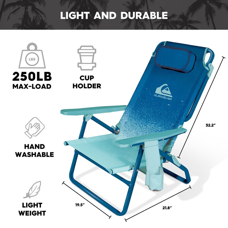 Quiksilver 2-Pack Beach Chair Bundle â€“ Lightweight Folding Chairs with Adjustable Recline, Cup Holders, and Carry Bags â€“ Portable and Durable Chairs for Beach, Camping, or Outdoor Events - Image 4