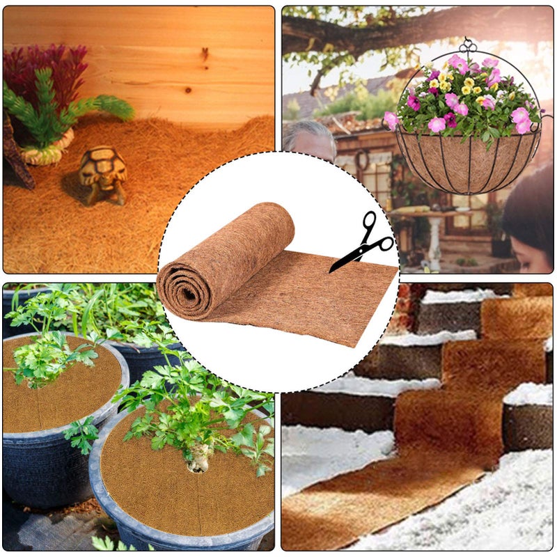 Ayybf Coco Liner,24x39.4 inch Wall Basket Planter Liner, Coco Liner Roll Hanging Basket Pad Garden Plants Wall Planter Flowerpot Basket Coco Fiber, Durable Coconut Husk for Planting - Image 4
