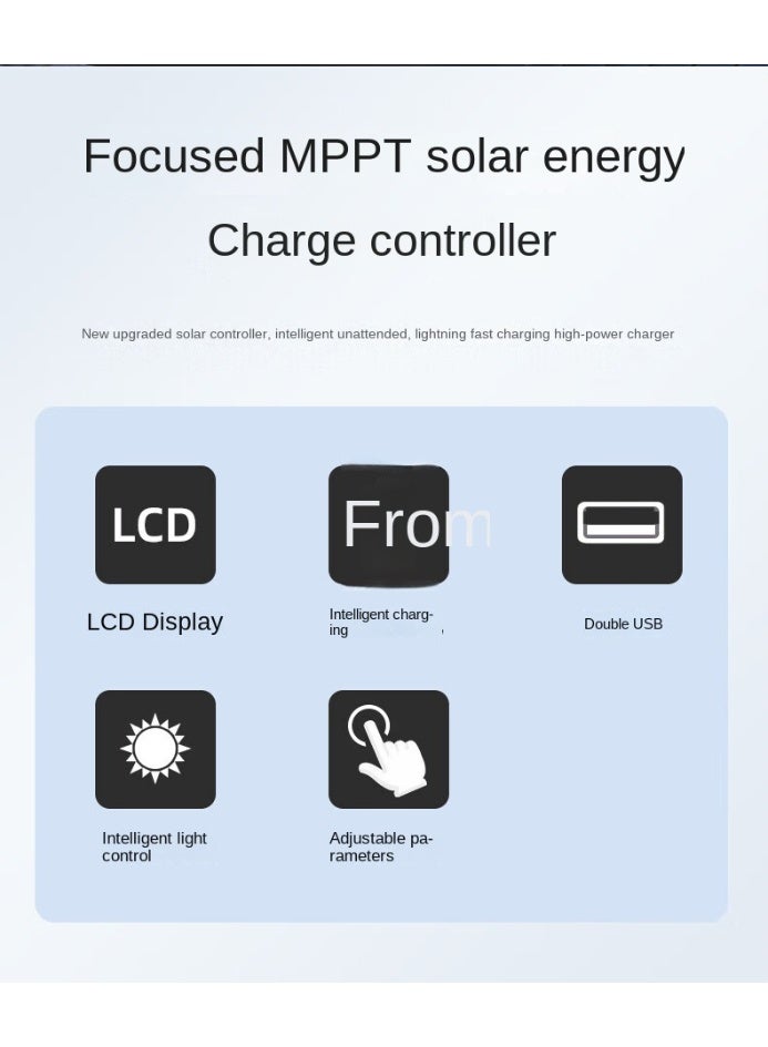 MPPT Solar Controller, 100A 12V/24V/36V/48V Adaptive Solar Panel Regulator with Dual USB Backlit LCD Display Clock Display Solar Controller for Gel Flooded LifePO4 Battery - Image 5