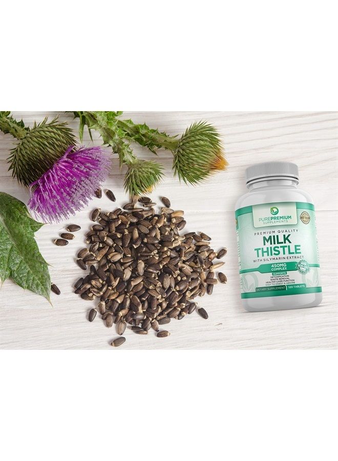 PurePremium Milk Thistle Supplement with Silymarin Extract - Liver Support Health Supplement - Maintain Normal Liver's Function - Vegan Silymarin Milk Thistle - 120 Tablets