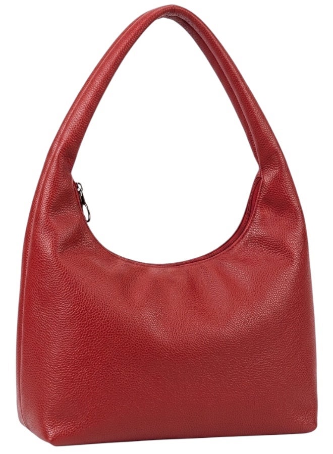 Women’s Burgundy Shoulder Bag with Elegant Design & Flexible Material - Image 3