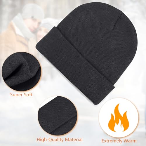 Meliya Unisex Beanie for Men Women Cuffed Plain Skull Hat Winter Knit Cap Toque Winter Hat(Dark Grey) - Image 2