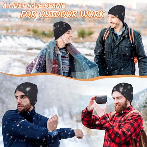 Meliya Unisex Beanie for Men Women Cuffed Plain Skull Hat Winter Knit Cap Toque Winter Hat(Dark Grey) - Image 4